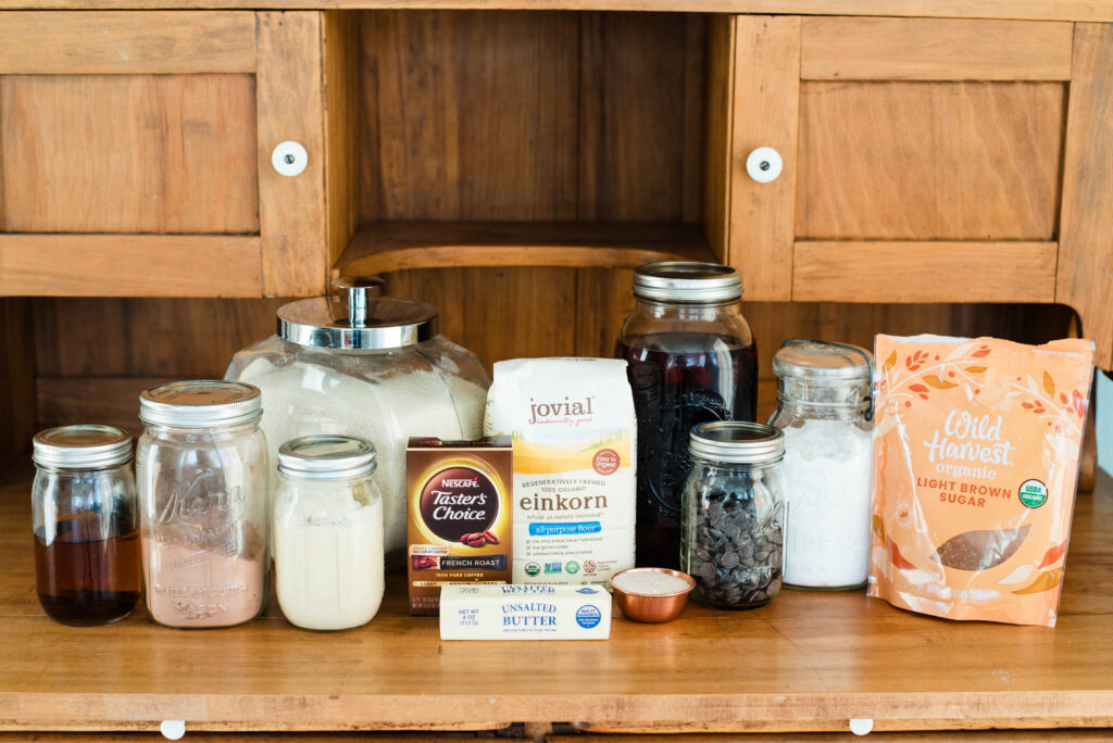 Ingredients for sourdough chocolate cookies