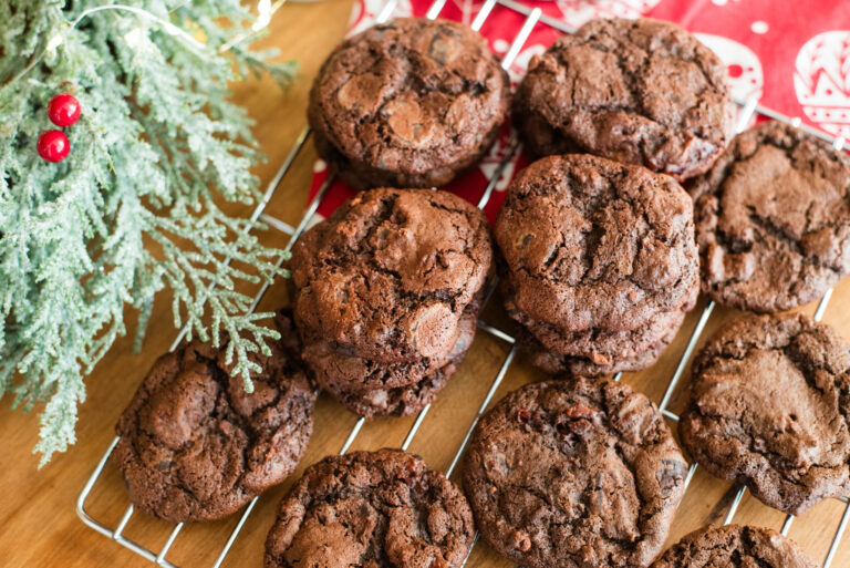 Easy Chocolate Sourdough Cookies with Espresso and Cherries