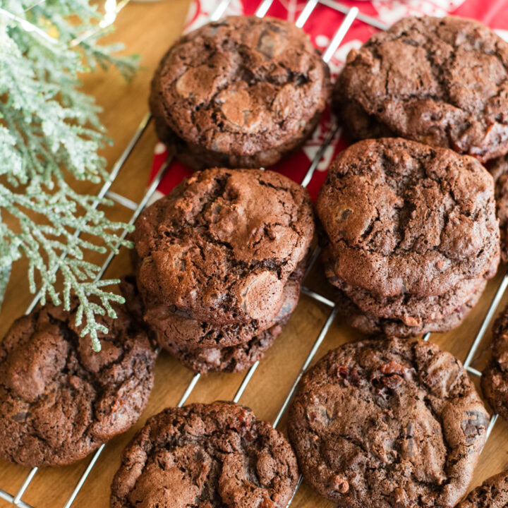 Chocolate Sourdough Cookies with Espresso and Cherries