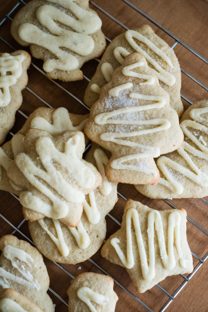 sourdough sugar cookies resting on wire rack