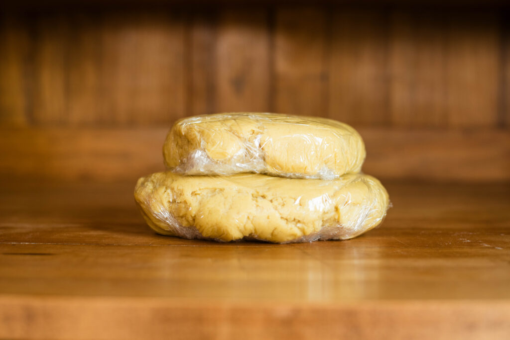 Cookie dough wrapped in plastic wrap