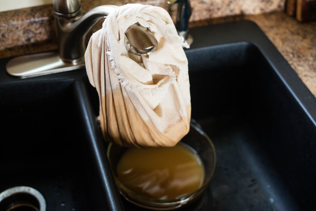 liquid draining into bowl