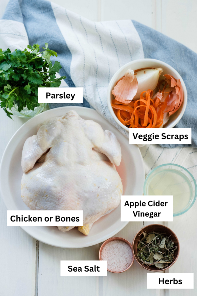 Ingredients for chicken bone broth