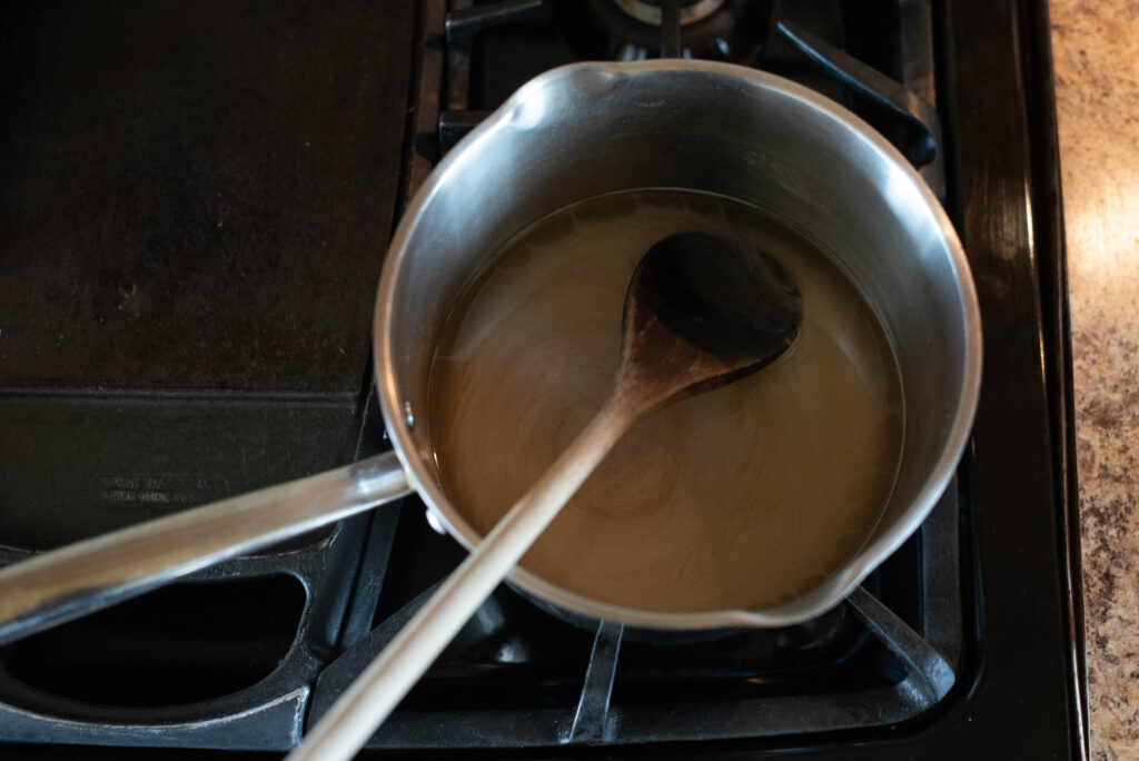 Pickling solution warming up on stovetop