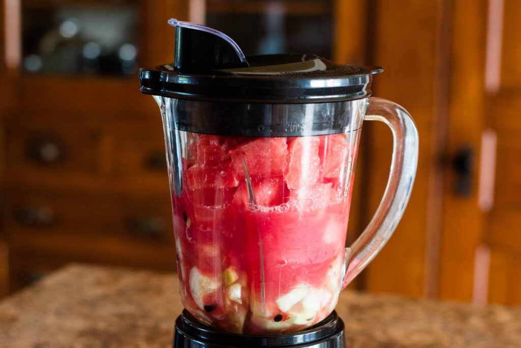 Watermelon and cucumber in blender.