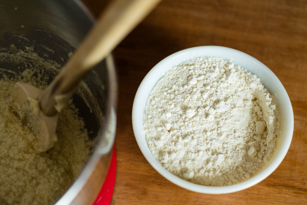 Bowl of flour waiting for cookie dough