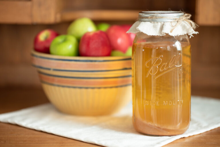 Jar of homemade apple cider vinegar