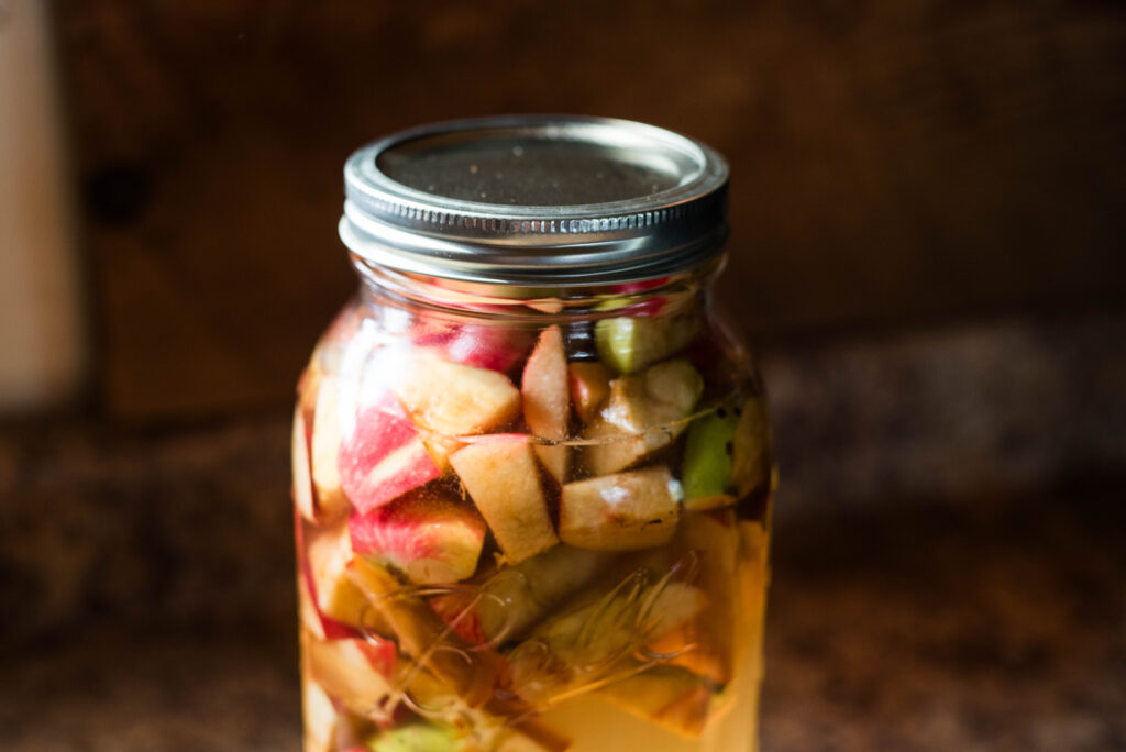 A jar of homemade apple cider vinegar