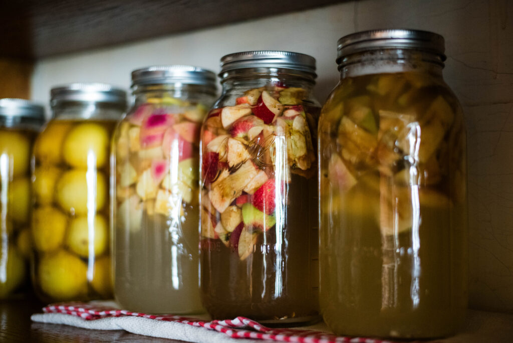 Jars of fermented fruits