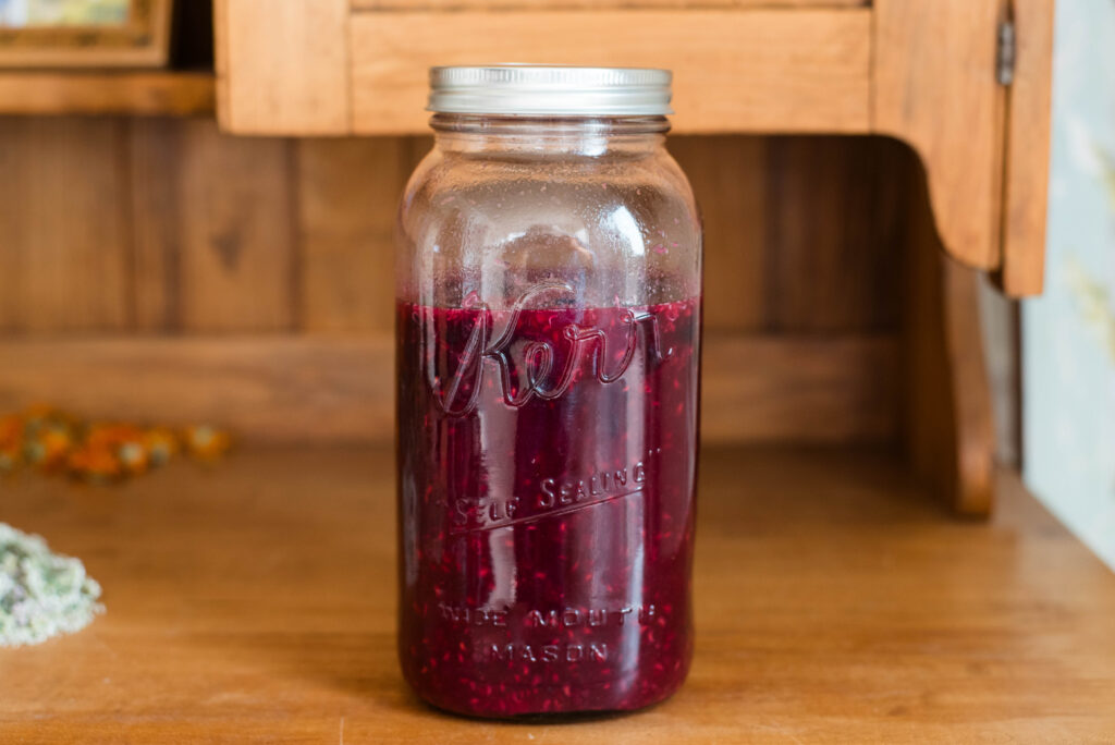 Homemade shrub resting and fermenting.