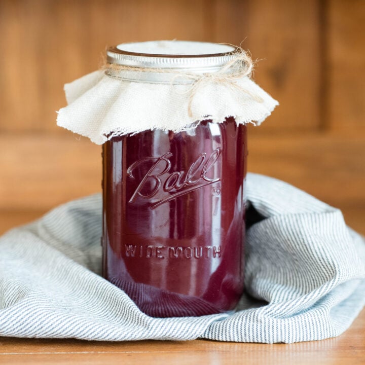 Jar of homemade shrub.