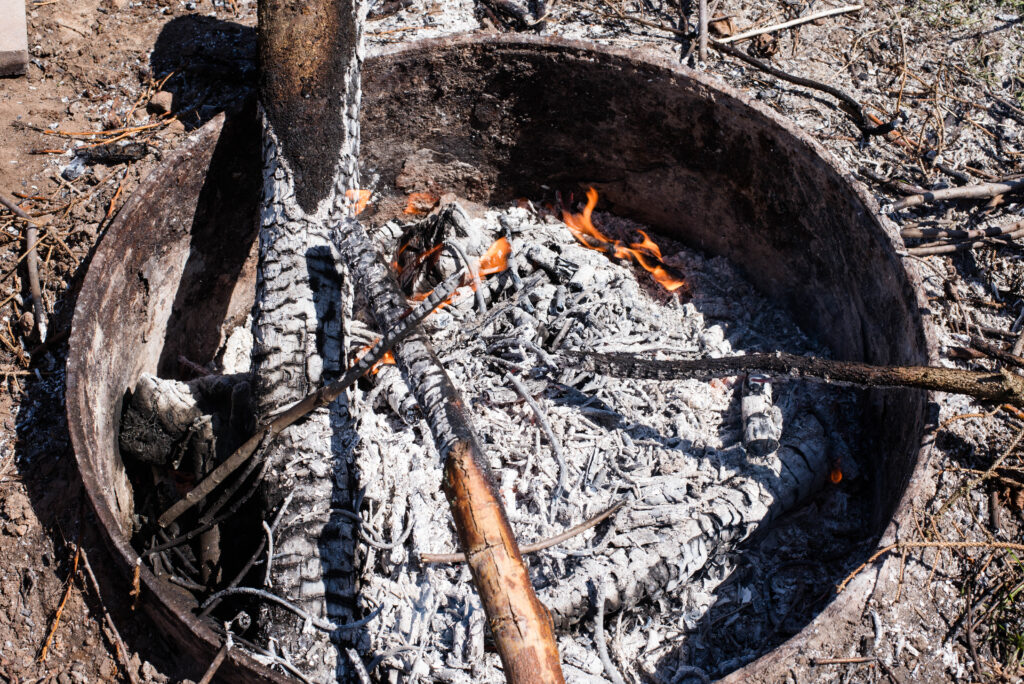 Coals in a fire pit.