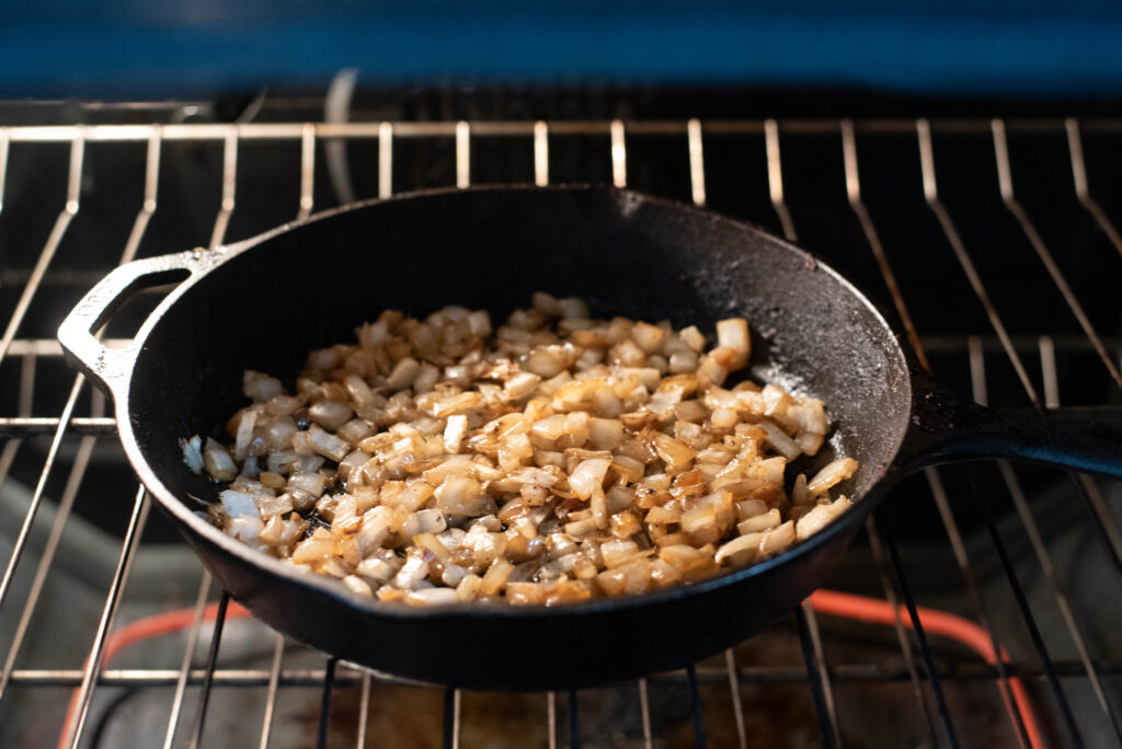 Onions caramelizing in an oven