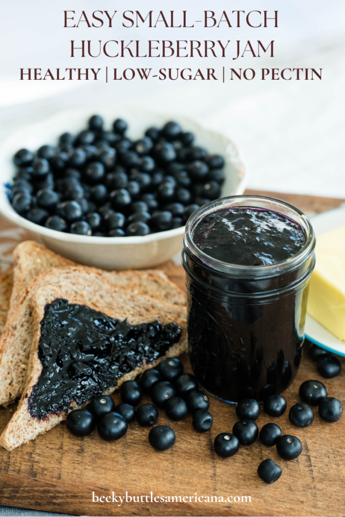 Huckleberry jam, butter, toast and fresh huckleberries