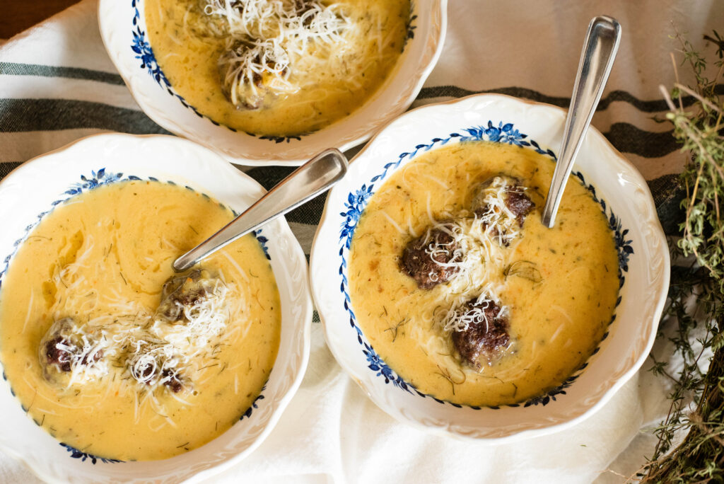 bowls of pumpkin sausage soup