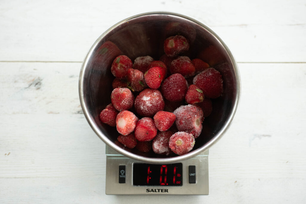 strawberries weighed on scale