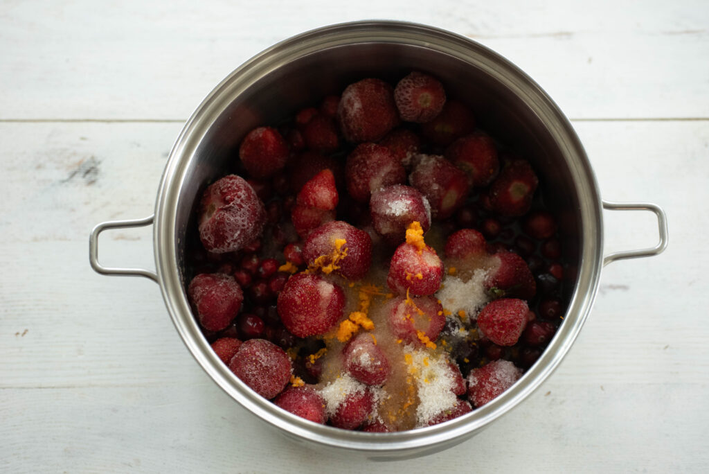 ingredients for spiced cranberry Christmas jam