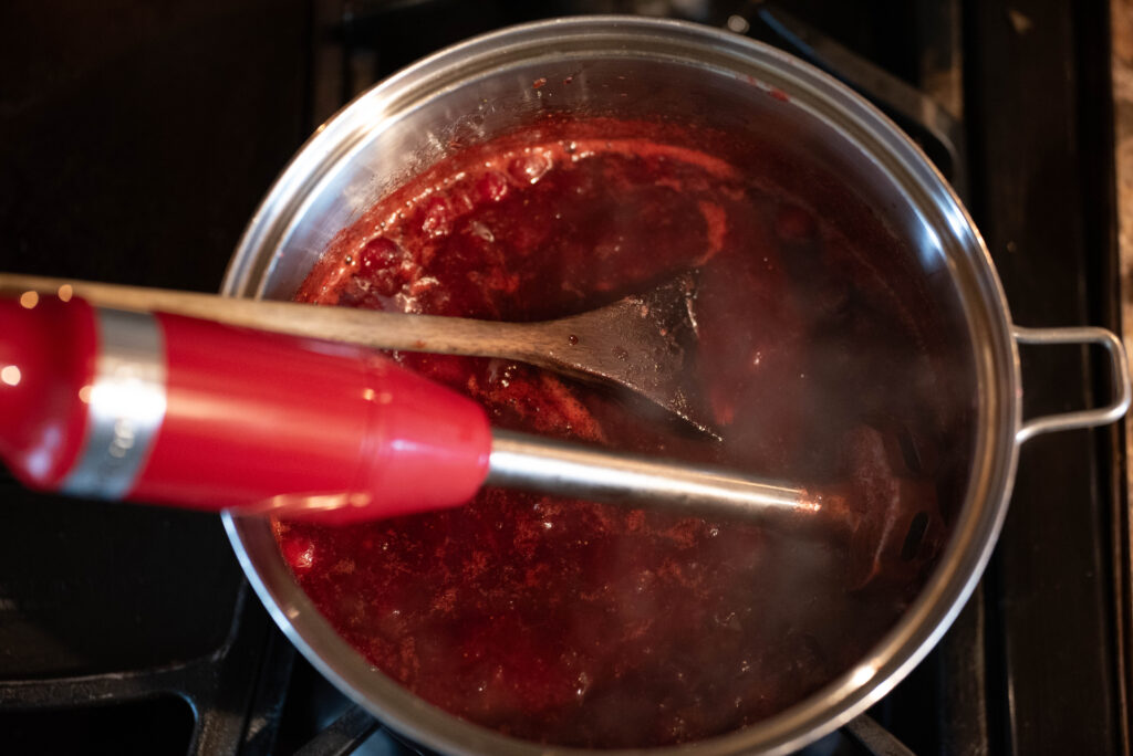 jam pureed in saucepan