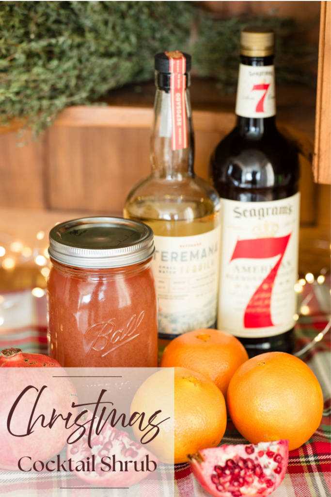 Christmas cocktail shrub with oranges and pomegranates