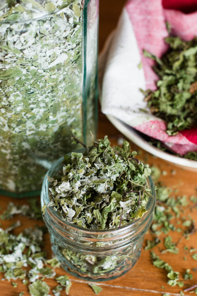 Peppermint herbal tea blend with raspberry leaf and peppermint