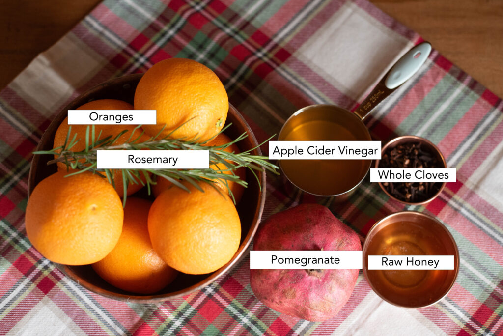 Ingredients for Christmas cocktail shrub