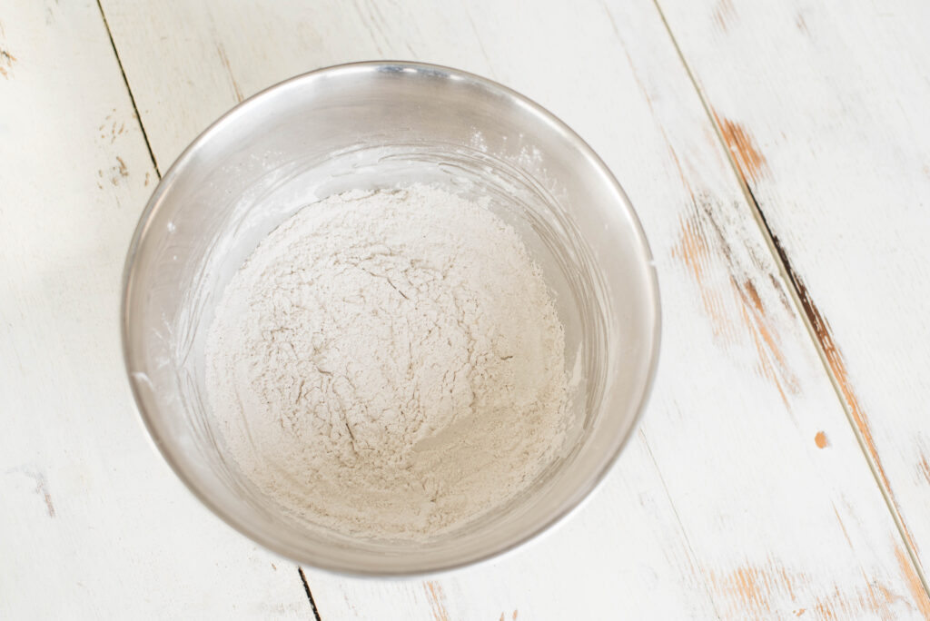 Dry ingredients mixed together for gluten free banana bread