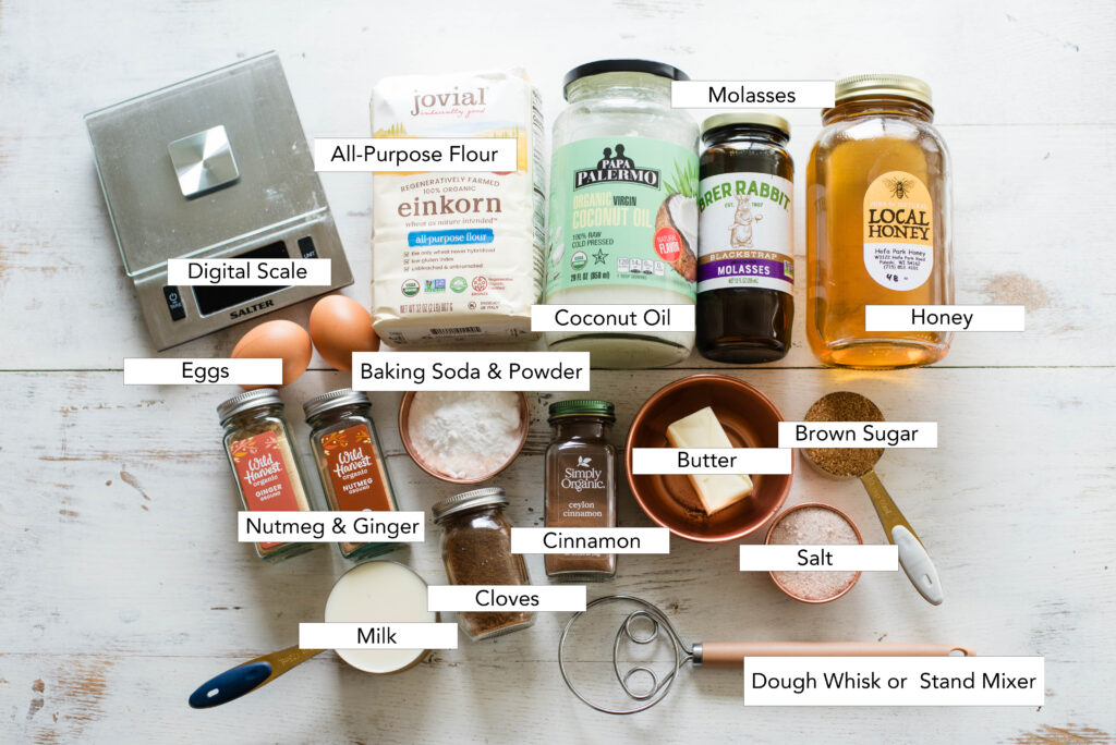 Ingredients for sourdough gingerbread cinnamon rolls