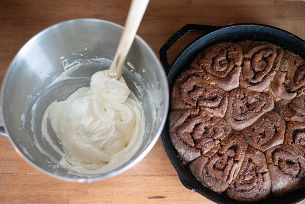 sourdough gingerbread cinnamon rolls waiting to be frosted