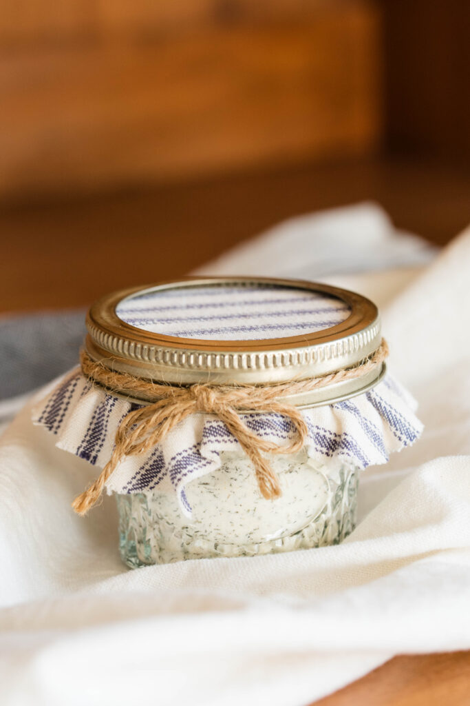 Dry homemade ranch dressing powder mix in a jar