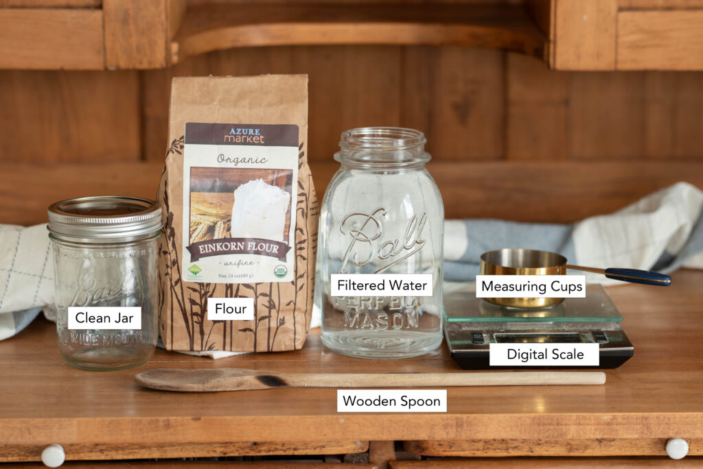 ingredients for sourdough starter