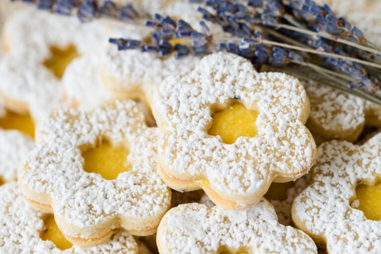 lemon lavender Linzer cookies