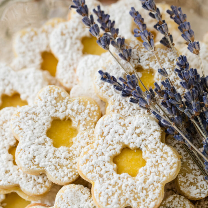 Buttery Soft Lemon-Lavender Linzer Cookies with Lemon Curd
