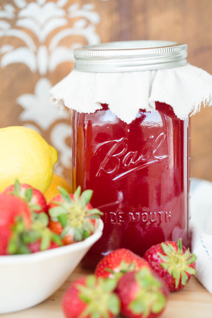 Jar of strawberry shrub