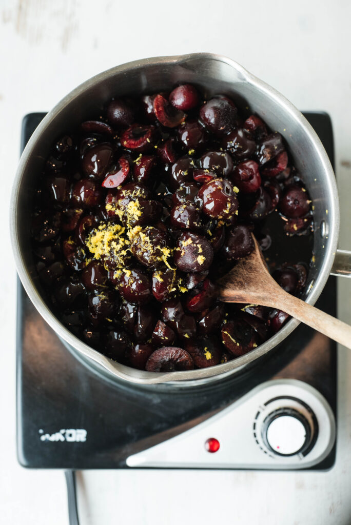 Filling for sourdough door county cherry pies.
